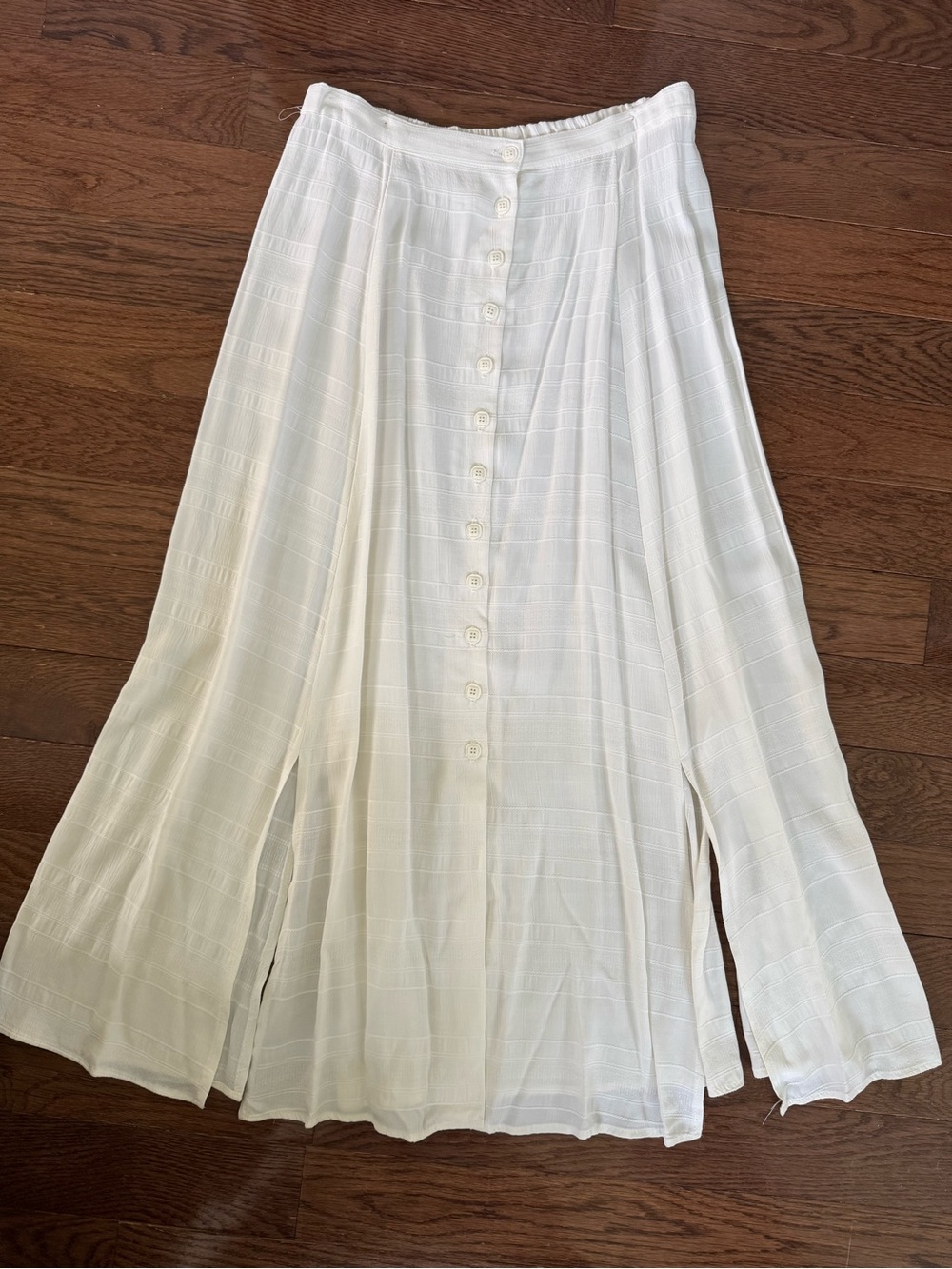 Rexx 100% rayon button down midi skirt - white L